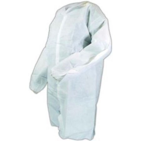 KEYSTONE SAFETY SMS Lab Coat, No Pockets, Elastic Wrists, Snap Front, Single Collar, White, 2XL, 30/Case LC0-WE-SMS-2XL